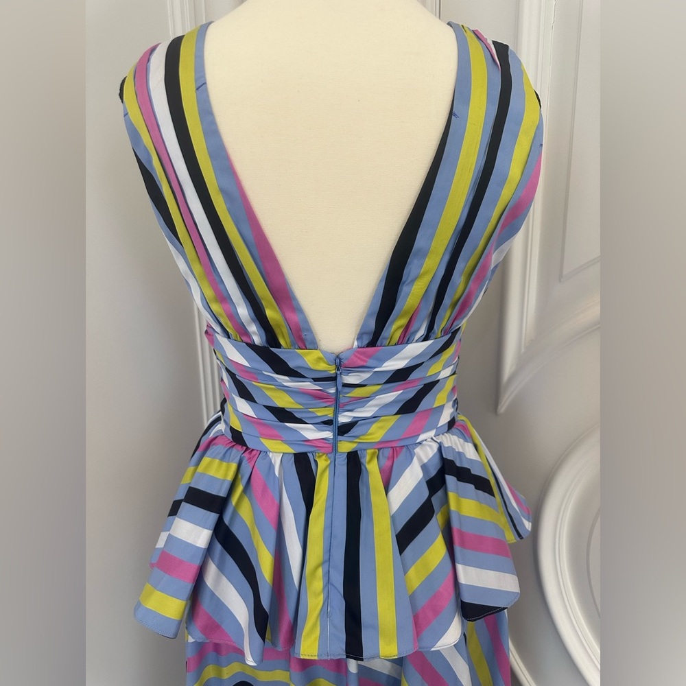 Caroline Constas Multicolored Striped Co Ord High Low Skirt (XS) Peplum Top (S) - Picture 7 of 16
